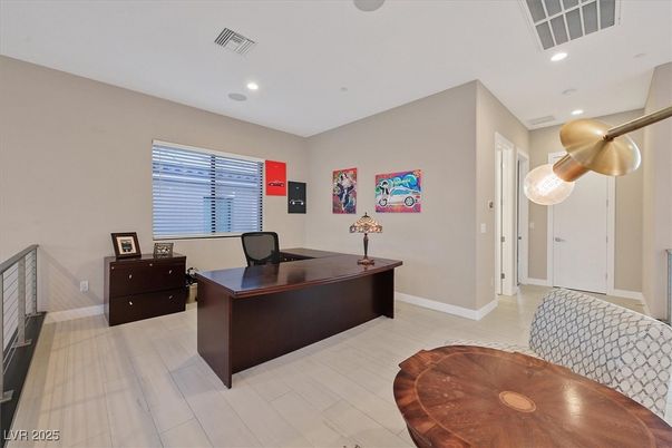 Home Office, Interior, Recessed Lighting, Wood Texture Flooring