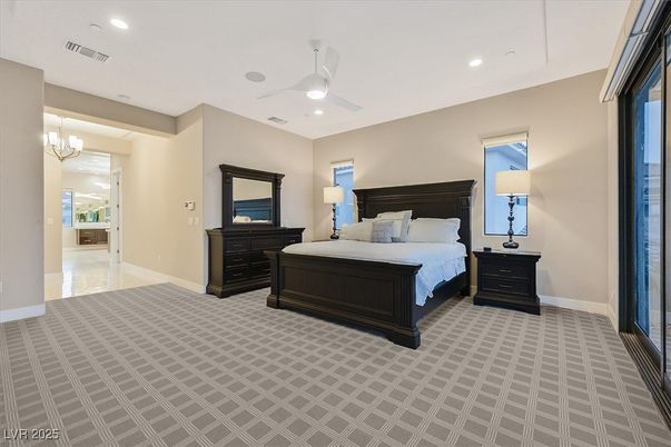 Bedroom, Chandelier, Interior, Recessed Lighting