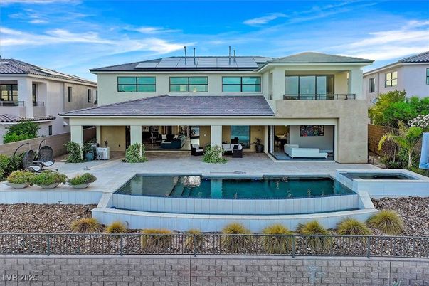 Exterior, Facade, Pool, Solar Panels, Mediterranean