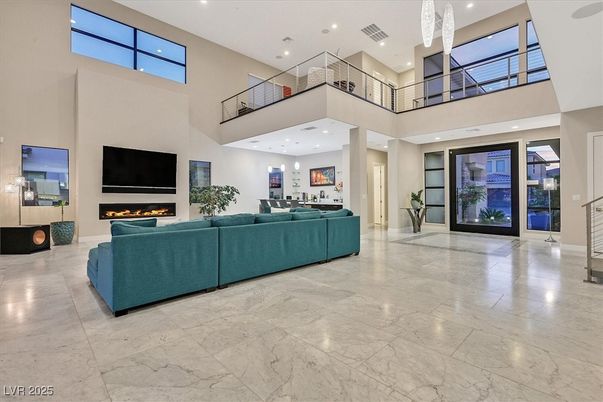 Fireplace, Interior, Living room, Marble, Recessed Lighting