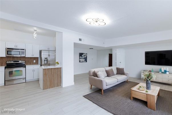 Interior, Kitchen, Living room, Stainless Steel Appliances, Wood Texture Flooring