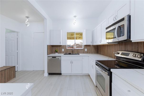 Interior, Kitchen, Stainless Steel Appliances, Wood Texture Flooring