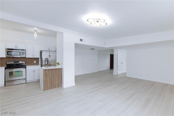 Interior, Kitchen, Stainless Steel Appliances, Wood Texture Flooring