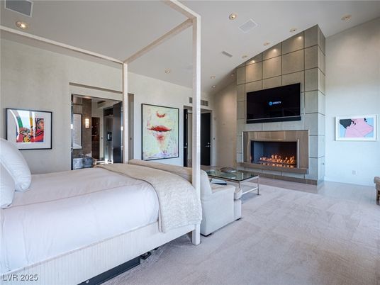 Bedroom, Fireplace, Interior, Recessed Lighting