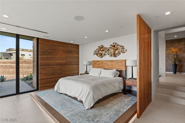 Bedroom, Interior, Recessed Lighting, Wooden Walls