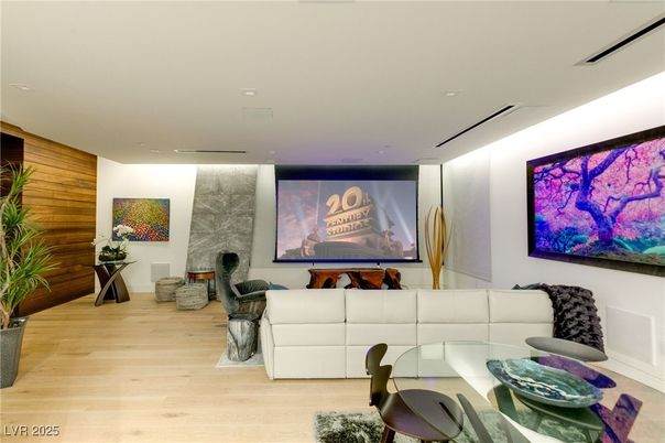 Interior, Living room, Recessed Lighting, Wood Texture Flooring, Wooden Walls