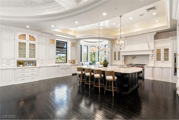 Chandelier, Interior, Kitchen, Pendant Lights, Recessed Lighting, Wood Texture Flooring