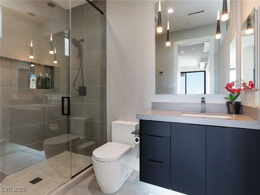 Bathroom, Glass Shower, Interior, Pendant Lights, Recessed Lighting