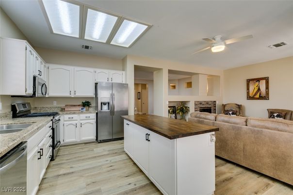 Interior, Kitchen, Living room, Stainless Steel Appliances, Wood Texture Flooring