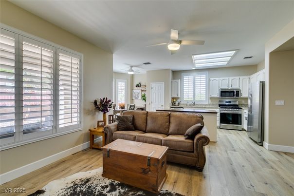 Interior, Kitchen, Living room, Stainless Steel Appliances, Wood Texture Flooring
