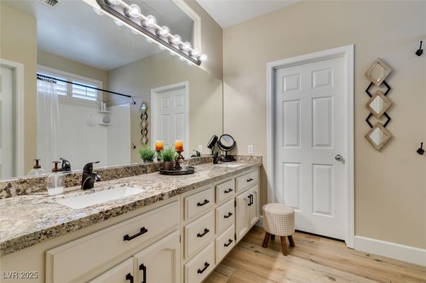Bathroom, Dual Sink Vanities, Interior, Wood Texture Flooring