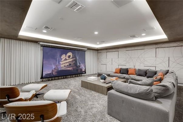 Interior, Living room, Projection Screen, Recessed Lighting, Theatre Room