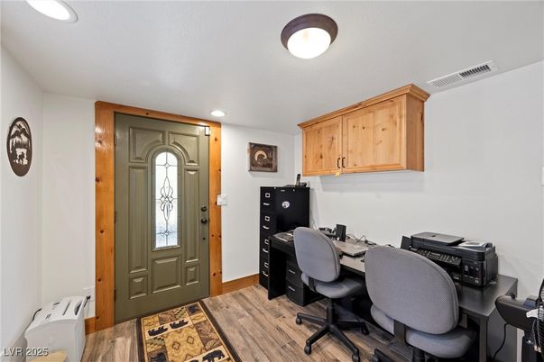 Home Office, Interior, Recessed Lighting, Wood Texture Flooring