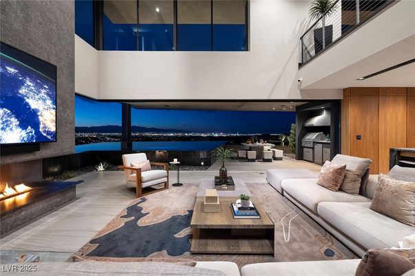 Fireplace, Interior, Living room, Recessed Lighting, Water