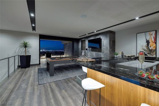 Billiard Table, Game Room, Interior, Recessed Lighting, Wood Texture Flooring