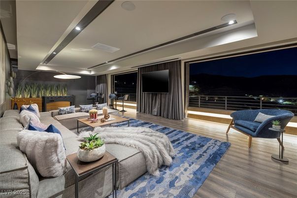 Interior, Living room, Recessed Lighting, Wood Texture Flooring