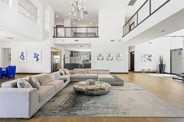 Interior, Living room, Pendant Lights, Recessed Lighting, Wood Texture Flooring
