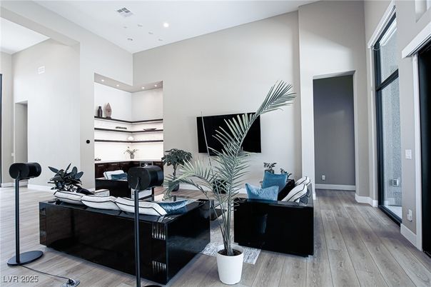 Home Office, Interior, Recessed Lighting, Wood Texture Flooring