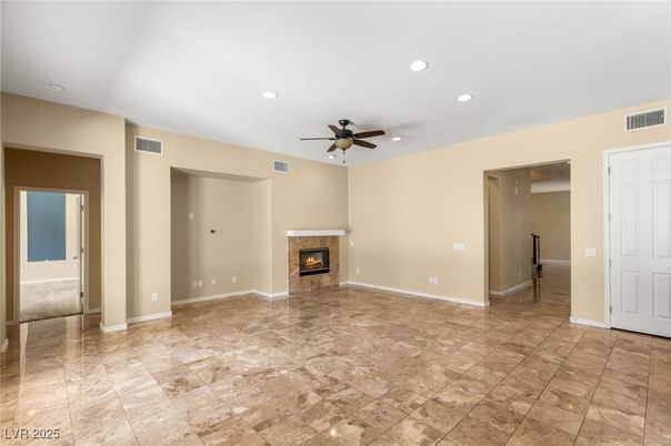 Empty room, Fireplace, Interior, Recessed Lighting