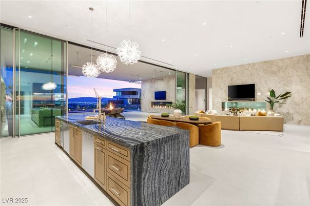 Fireplace, Interior, Kitchen, Living room, Pendant Lights, Recessed Lighting