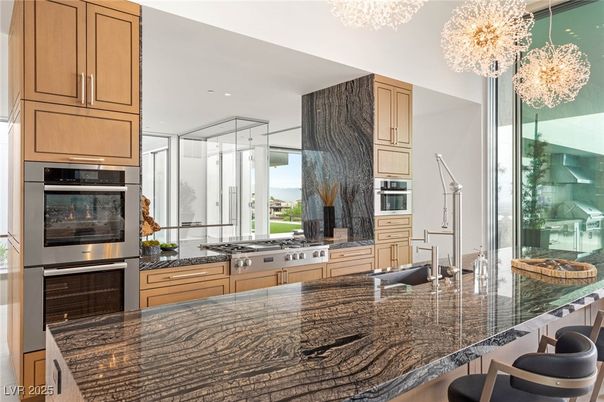 Chandelier, Interior, Kitchen, Stainless Steel Appliances