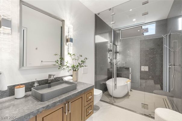 Bathroom, Dual Sink Vanities, Free Standing Baths, Glass Shower, Interior, Recessed Lighting