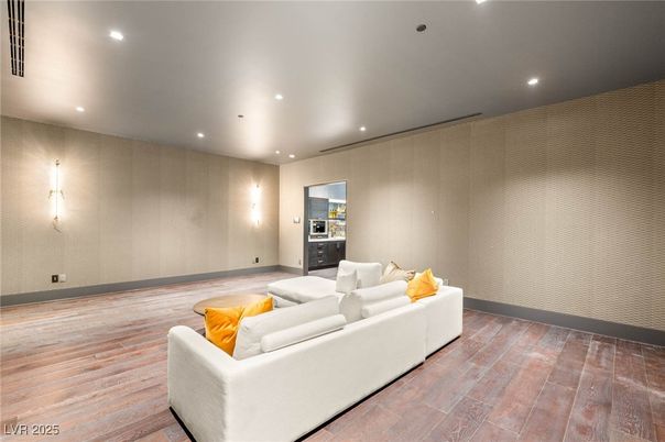 Interior, Living room, Recessed Lighting, Wood Texture Flooring