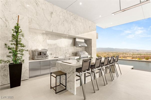 Interior, Kitchen, Marble Walls, Recessed Lighting, Water