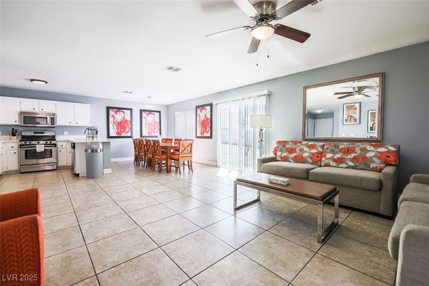 Dining room, Interior, Kitchen, Living room, Recessed Lighting, Stainless Steel Appliances