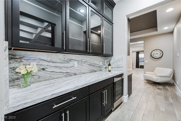 Interior, Marble Walls, Recessed Lighting, Wood Texture Flooring