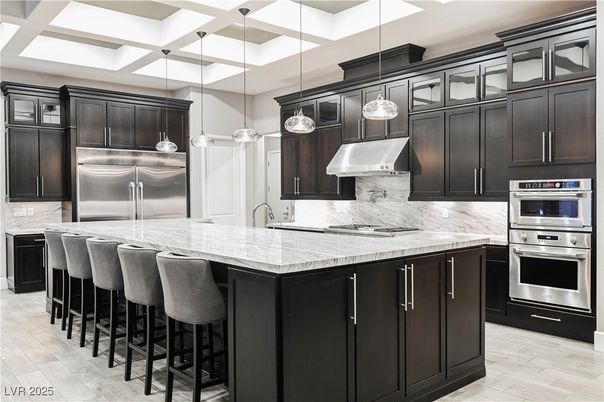 Interior, Kitchen, Pendant Lights, Stainless Steel Appliances, Wood Texture Flooring