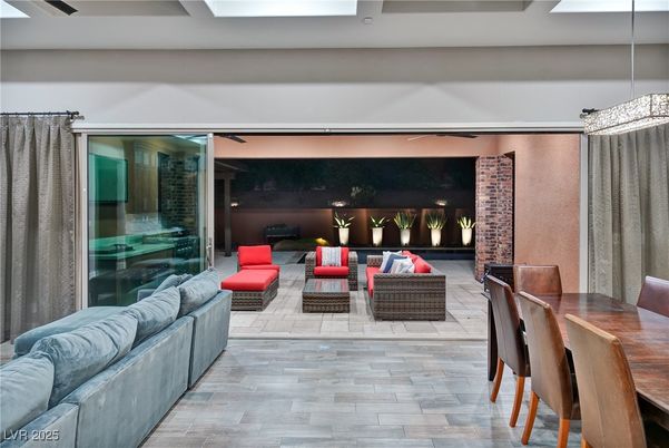 Dining room, Interior, Living room, Pendant Lights, Wood Texture Flooring