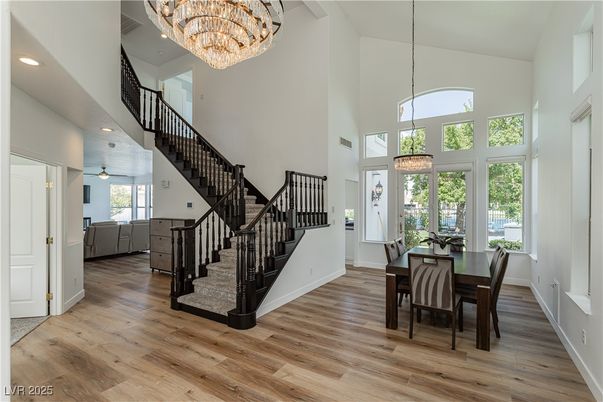 Chandelier, Dining room, Interior, Pendant Lights, Recessed Lighting, Wood Texture Flooring