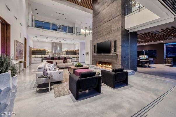 Fireplace, Interior, Kitchen, Living room, Pendant Lights, Recessed Lighting