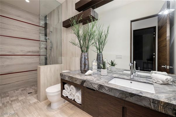 Bathroom, Dual Sink Vanities, Glass Shower, Interior, Recessed Lighting