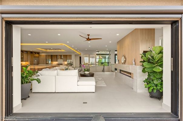 Fireplace, Interior, Kitchen, Living room, Recessed Lighting