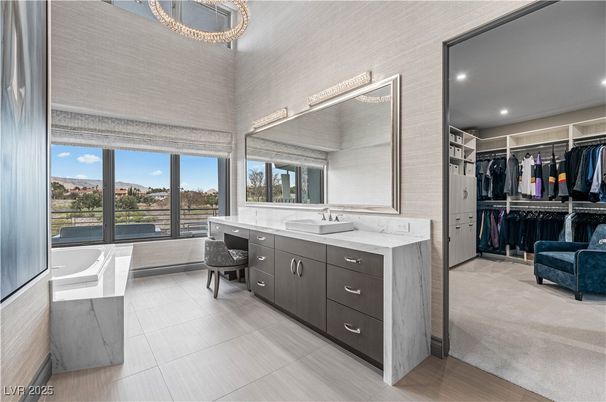 Bathroom, Dual Sink Vanities, Interior, Recessed Lighting, Walk-in Closets