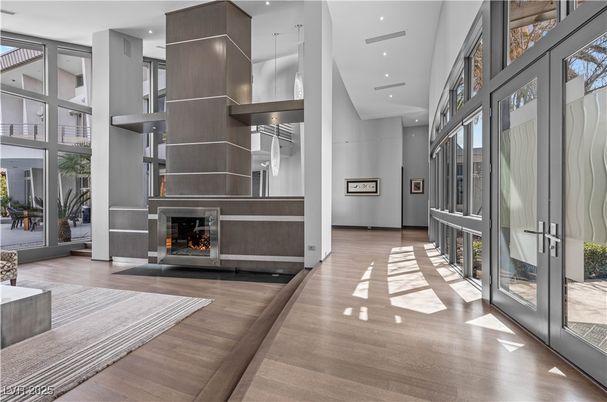 Fireplace, Interior, Recessed Lighting, Wood Texture Flooring