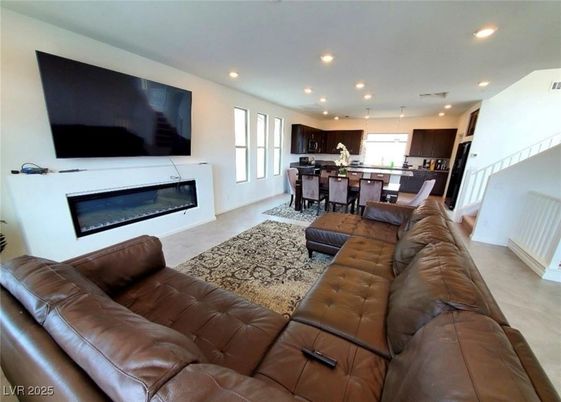 Dining room, Fireplace, Interior, Kitchen, Living room, Pendant Lights, Recessed Lighting