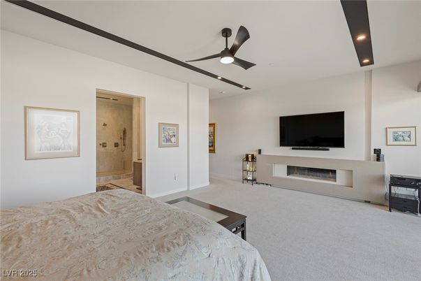 Bathroom, Bedroom, Fireplace, Glass Shower, Interior, Recessed Lighting