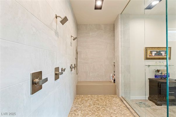 Bathroom, Glass Shower, Interior, Recessed Lighting