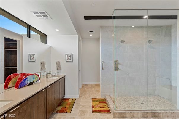 Bathroom, Glass Shower, Interior, Recessed Lighting
