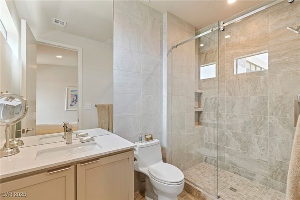 Bathroom, Glass Shower, Interior, Recessed Lighting