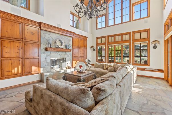 Chandelier, Fireplace, Interior, Living room