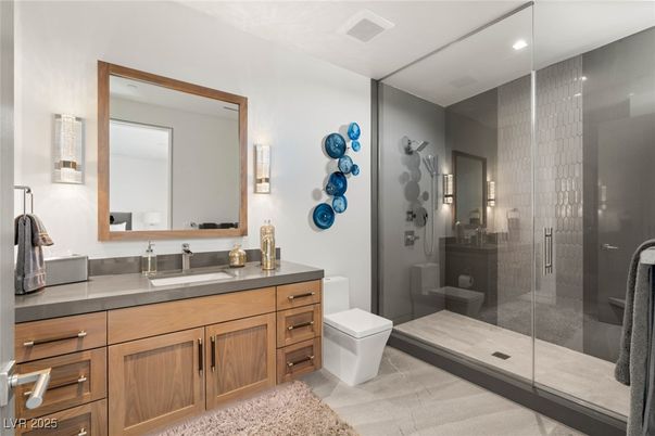 Bathroom, Glass Shower, Interior, Recessed Lighting