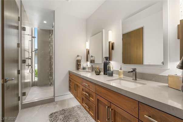Bathroom, Dual Sink Vanities, Glass Shower, Interior, Recessed Lighting