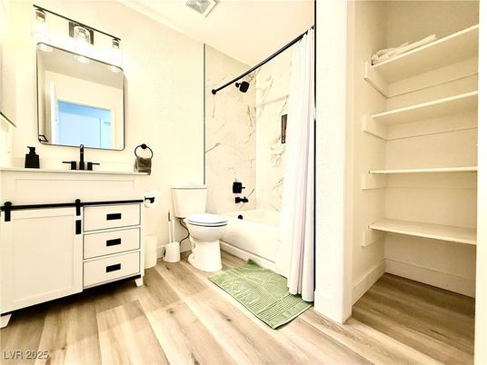 Bathroom, Interior, Marble Walls, Wood Texture Flooring