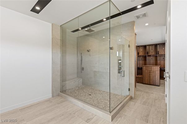 Bathroom, Glass Shower, Interior, Recessed Lighting