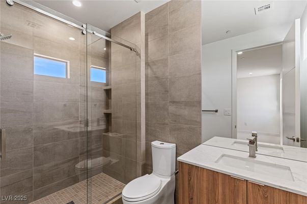 Bathroom, Glass Shower, Interior, Recessed Lighting