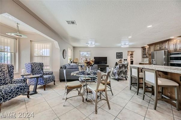 Dining room, Interior, Kitchen, Living room, Recessed Lighting, Stainless Steel Appliances